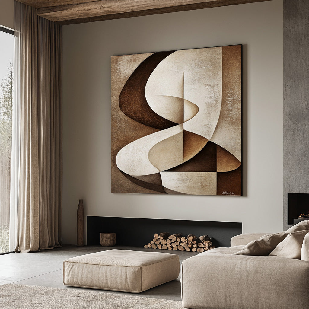 Geometric Abstract Oil Painting for Modern Room Decor #BBA 046