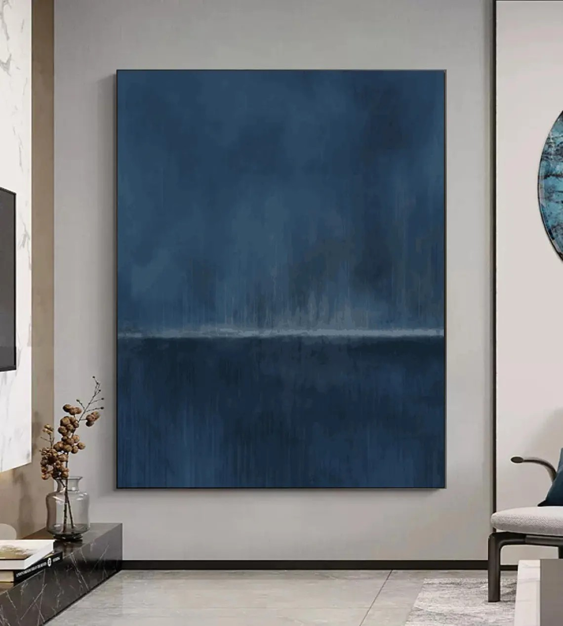 Deep Blue Gradient Minimalist Art, Contemporary Wall Painting #BGA 076