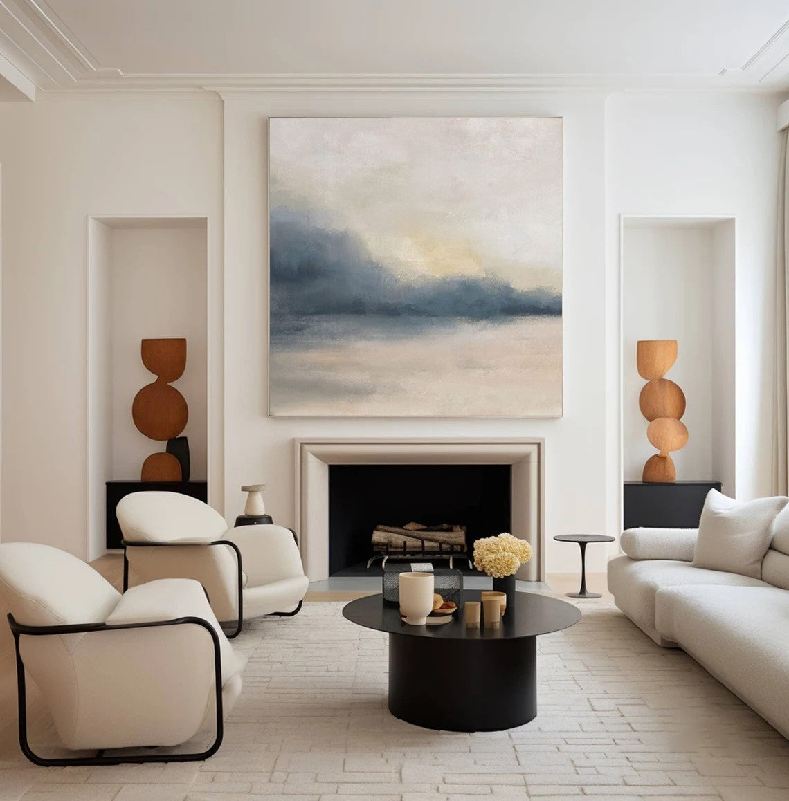 Muted Horizon: Large Soft Color Abstract Landscape Art #BGA 137