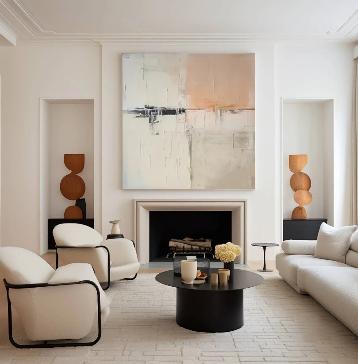 Abstract Beige & Peach Art, Minimalist Scandinavian Style #BGA 138