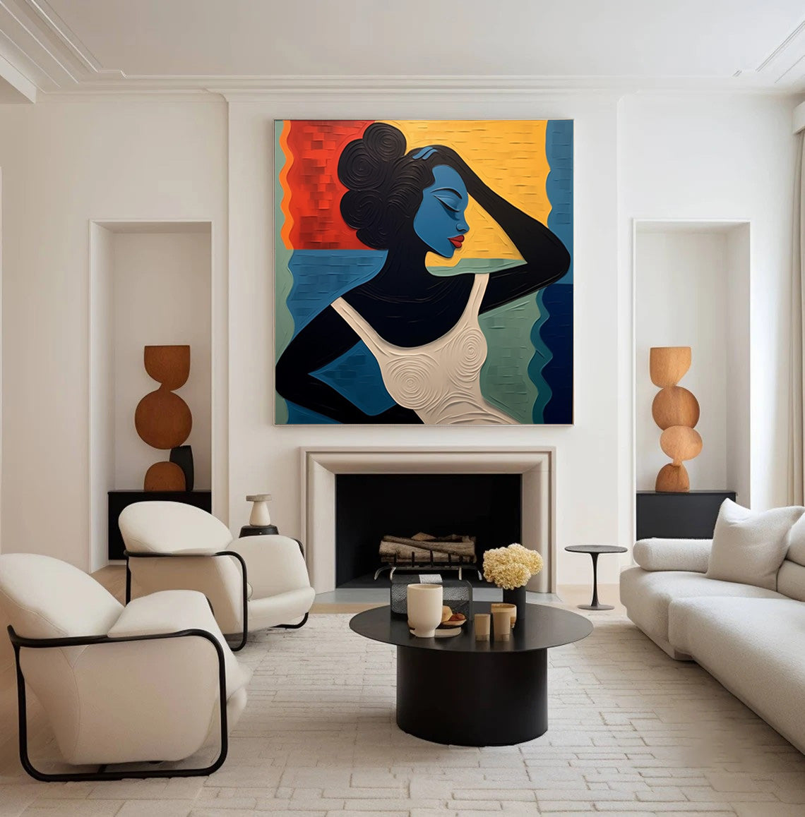 Textured Portrait with Bold Color Blocks, Modern Surreal #BGA 158