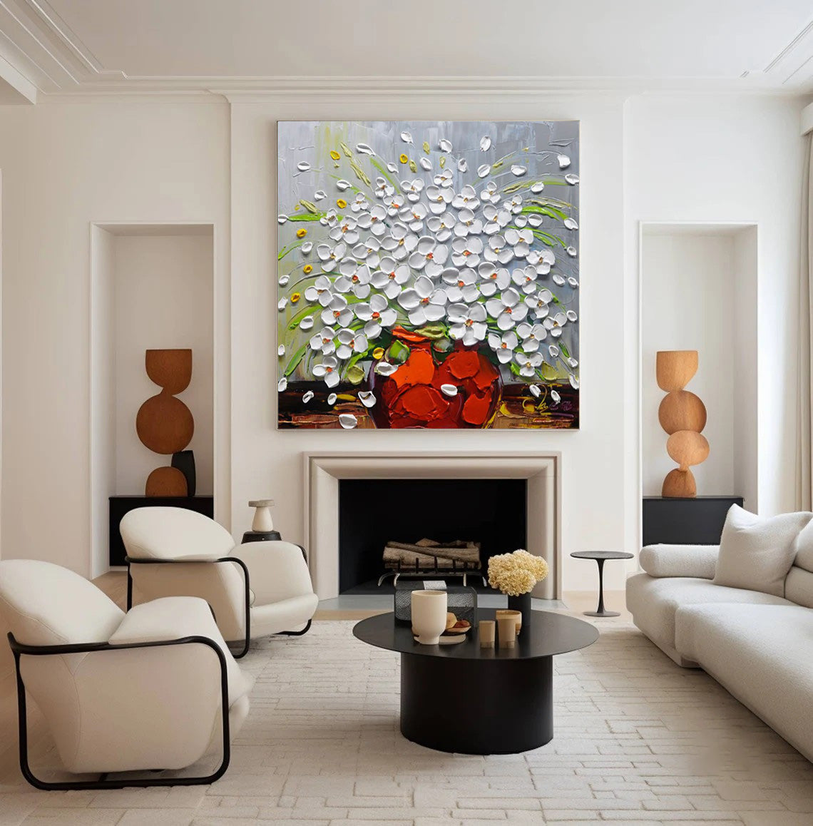 Impasto Garden: Vibrant Textured Flowers, Bold Floral Display #BGA 148