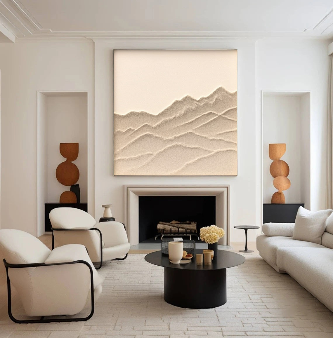 Textured Monochromatic Mountain Art, Serene Natural Design #BGA 167