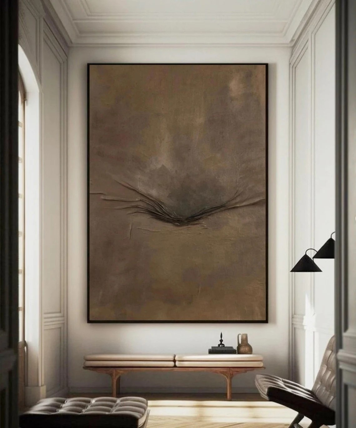 Whispers of Earth: Textured Neutral Wabi-Sabi Canvas #BGA 099