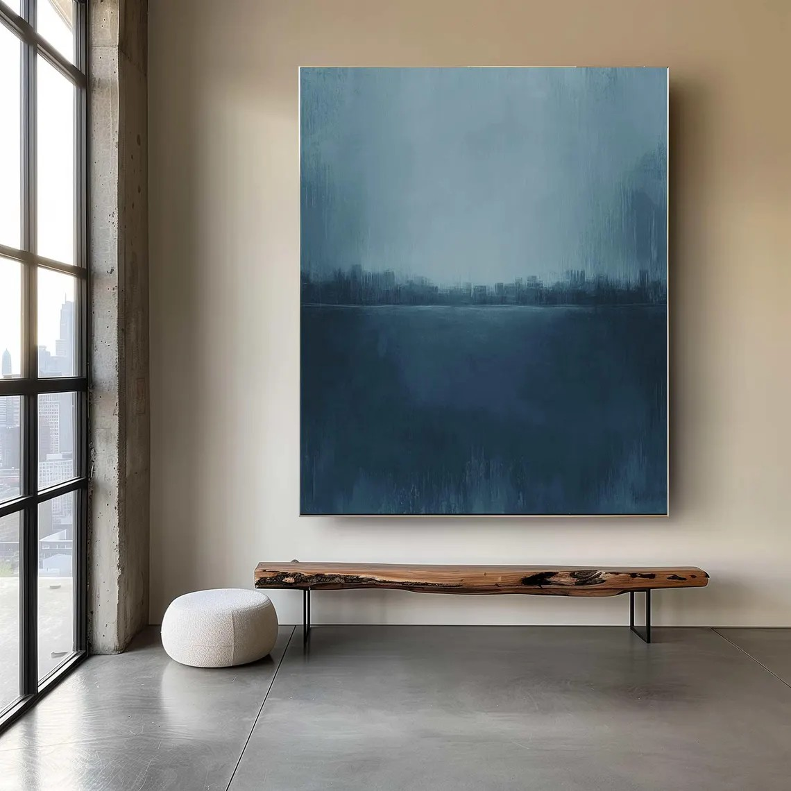 Minimalist Blue Landscape Abstract, Modern Serene Wall Decor #BGA 083