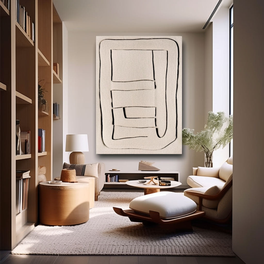 Beige & Brown Abstract Painting #LL 034