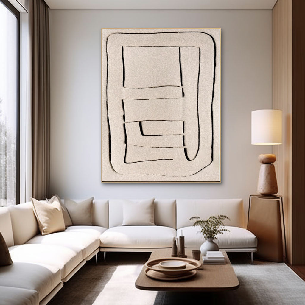 Beige & Brown Abstract Painting #LL 034