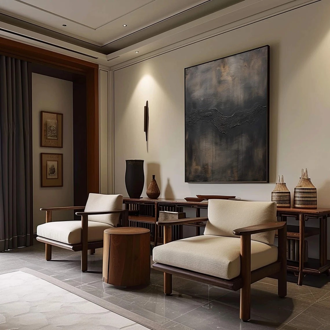 Textured Dark Abstract Painting, Moody Minimalist Art Canvas #BGA 081