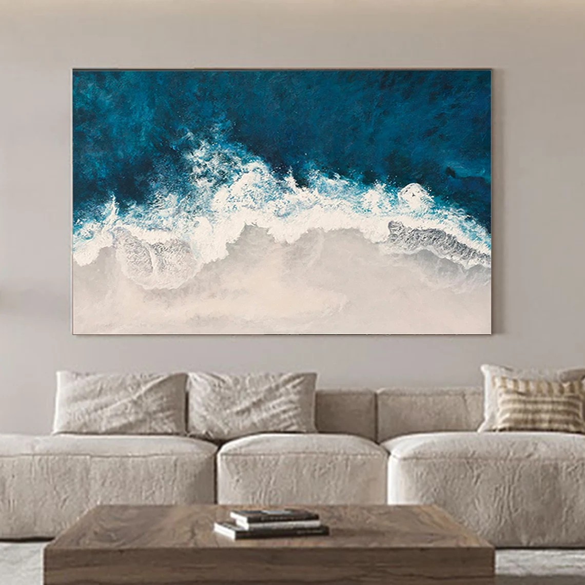 Coastal Wall Art with Deep Blue Ocean and Sand #BGA 010