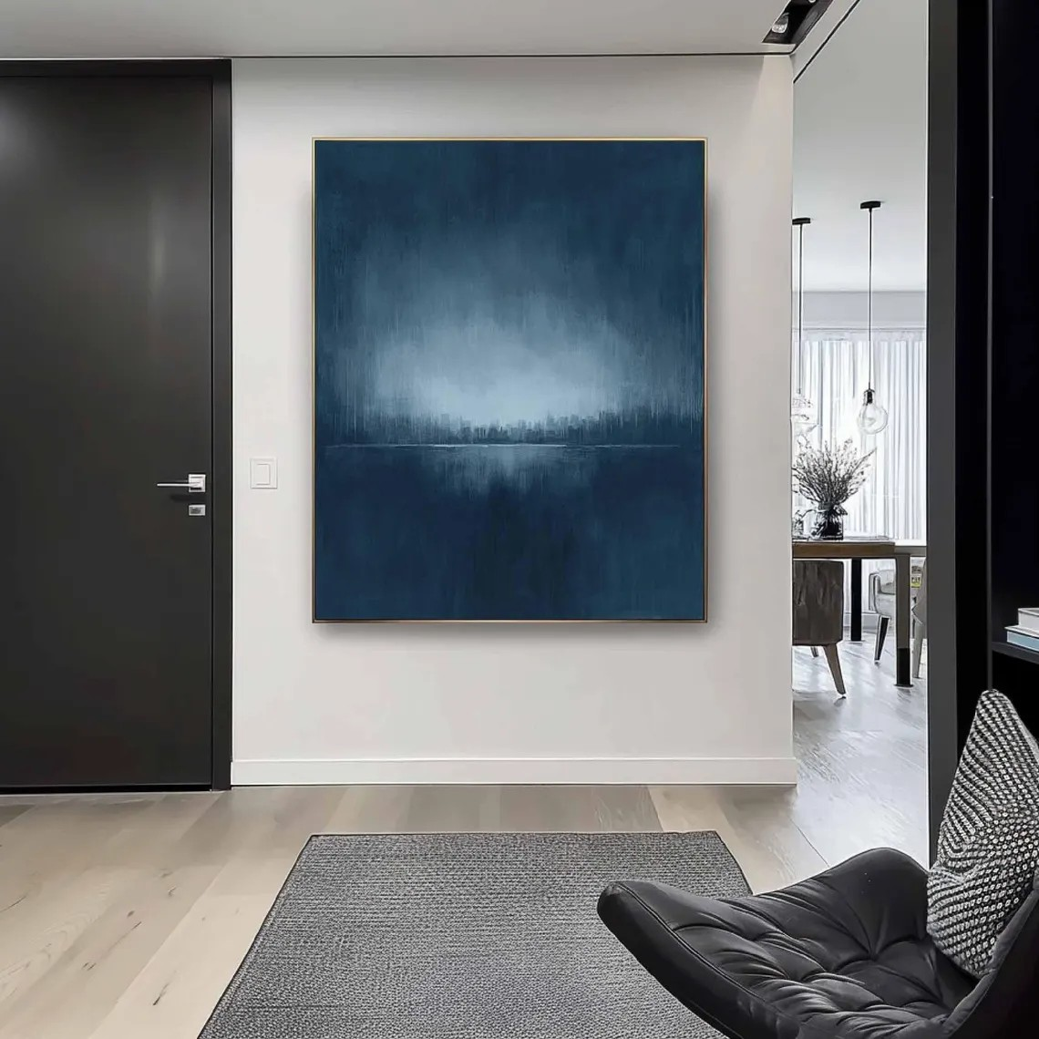 Nocturne City: Modern Blue Abstract, Evocative Urban Landscape #BGA 111