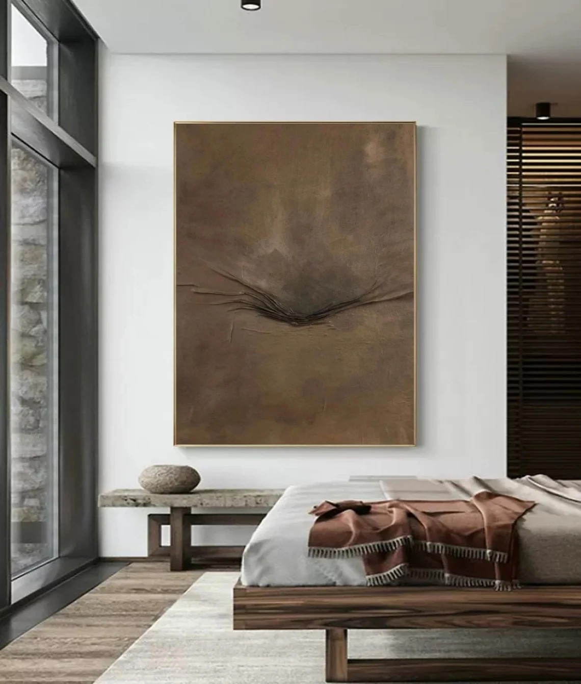 Whispers of Earth: Textured Neutral Wabi-Sabi Canvas #BGA 099