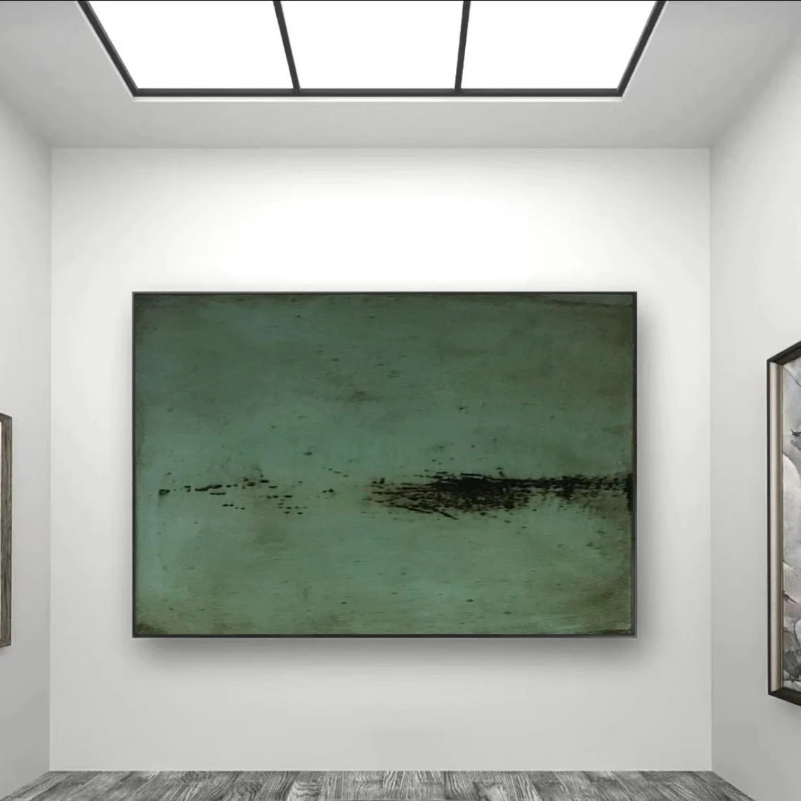 Green Canvas Art, Abstract Minimalist, Contemporary Wall Piece #BGA 096