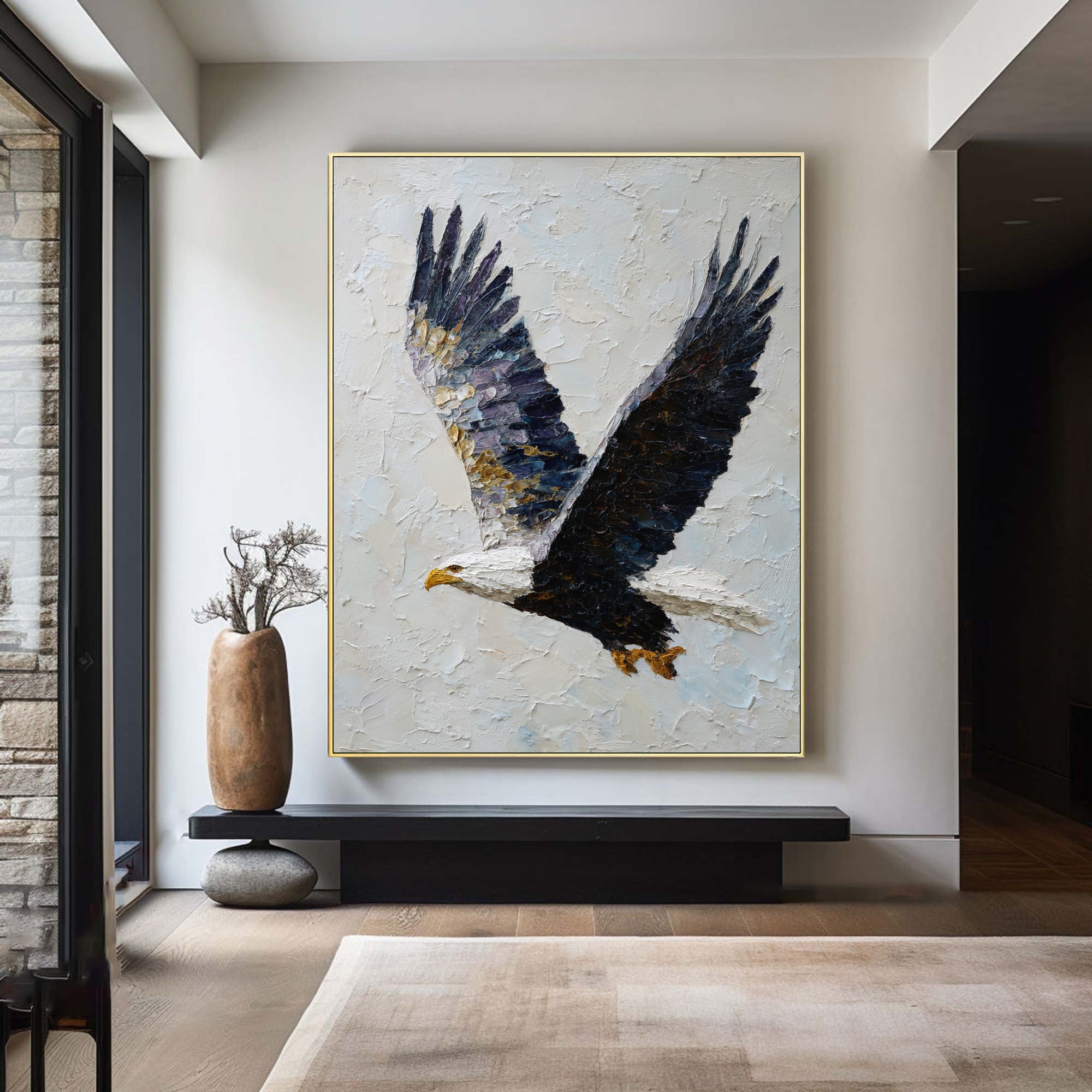 Abstract Wildlife Canvas Bold Eagle Textured Artwork #WG 050