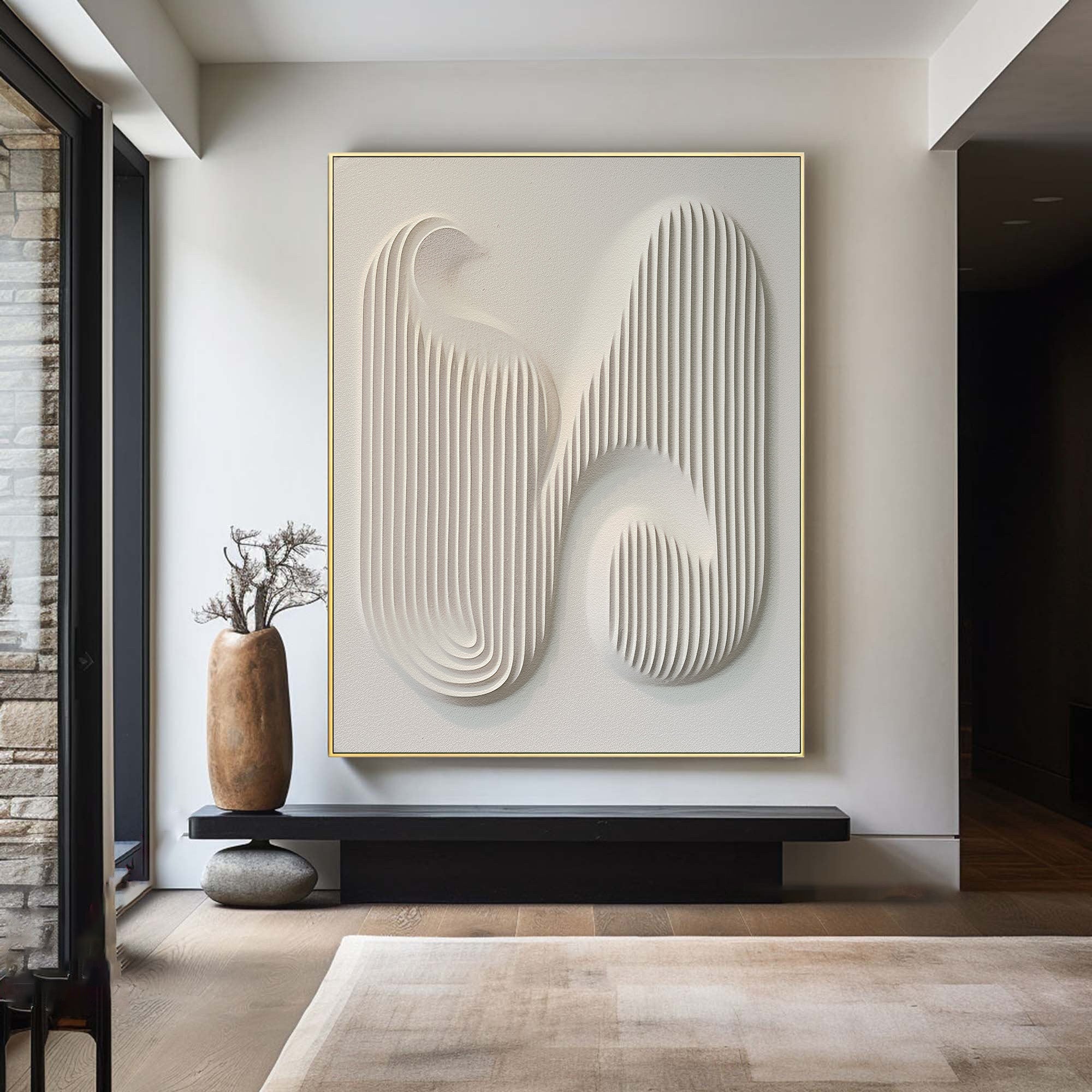 Abstract White Textured Art - Modern 3D Relief Wall Decor #WG 082