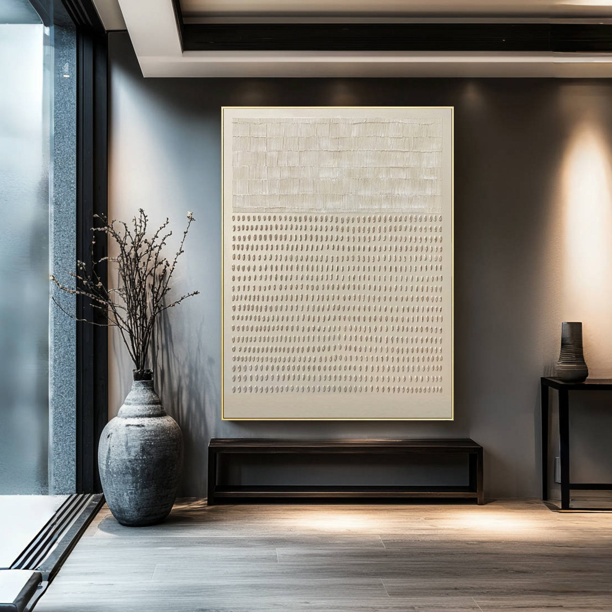 Modern Beige Textured Painting Statement Wall Decor #WG 045