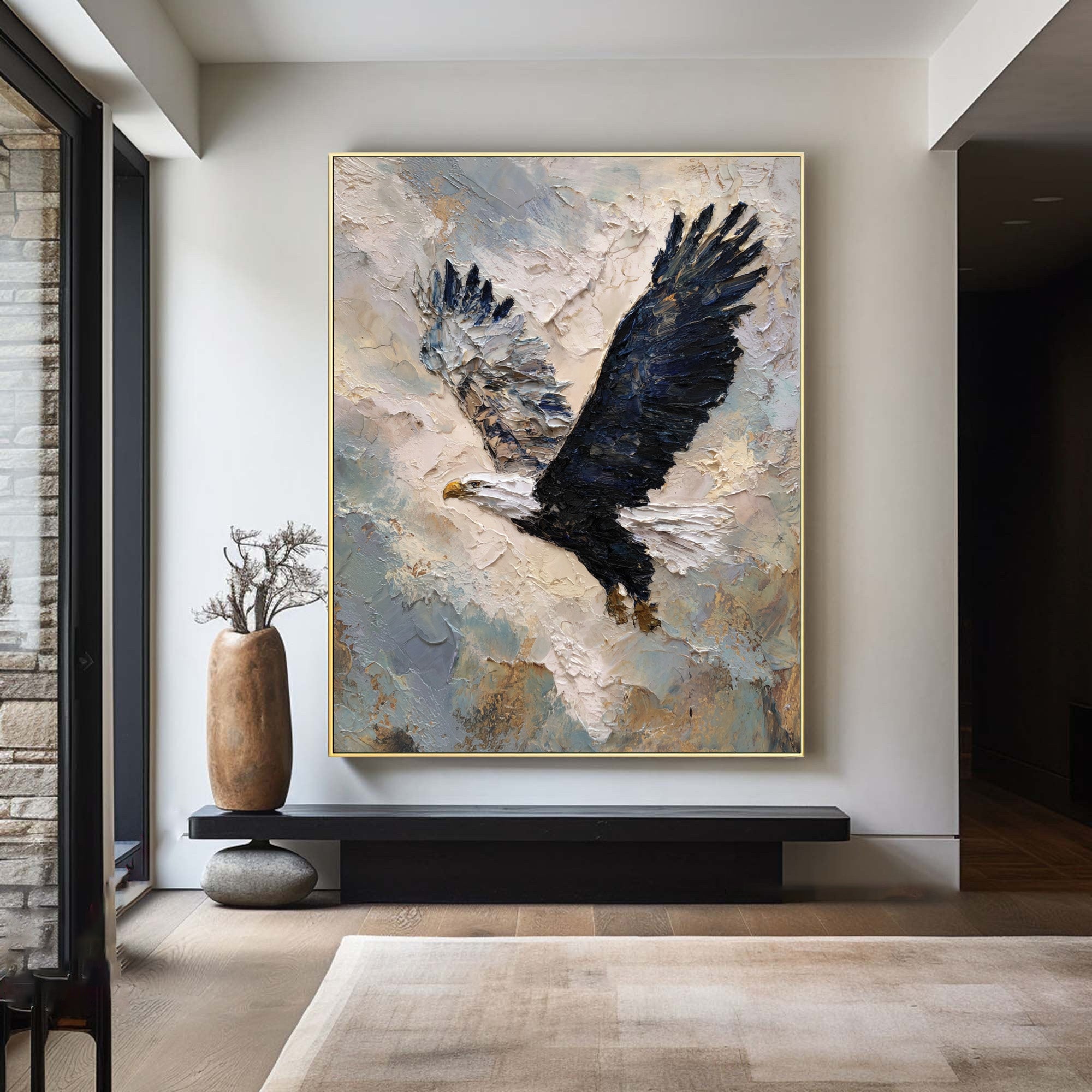 Abstract Wildlife Canvas Bold Eagle Textured Artwork #WG 049