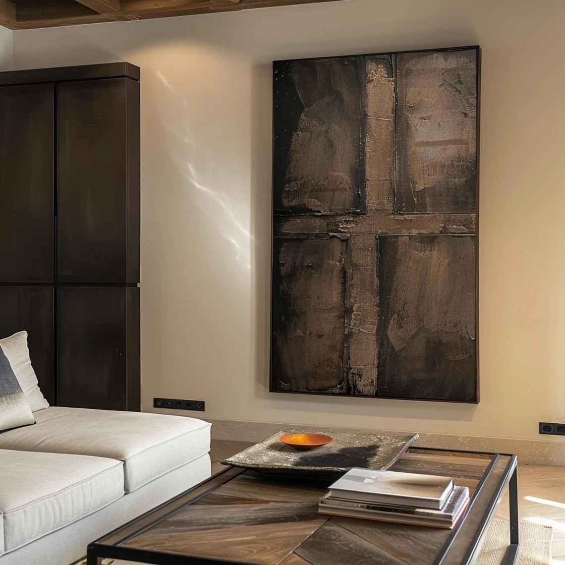 Wabi-Sabi Textured Painting, Brown Abstract Wall Art #BGA 090