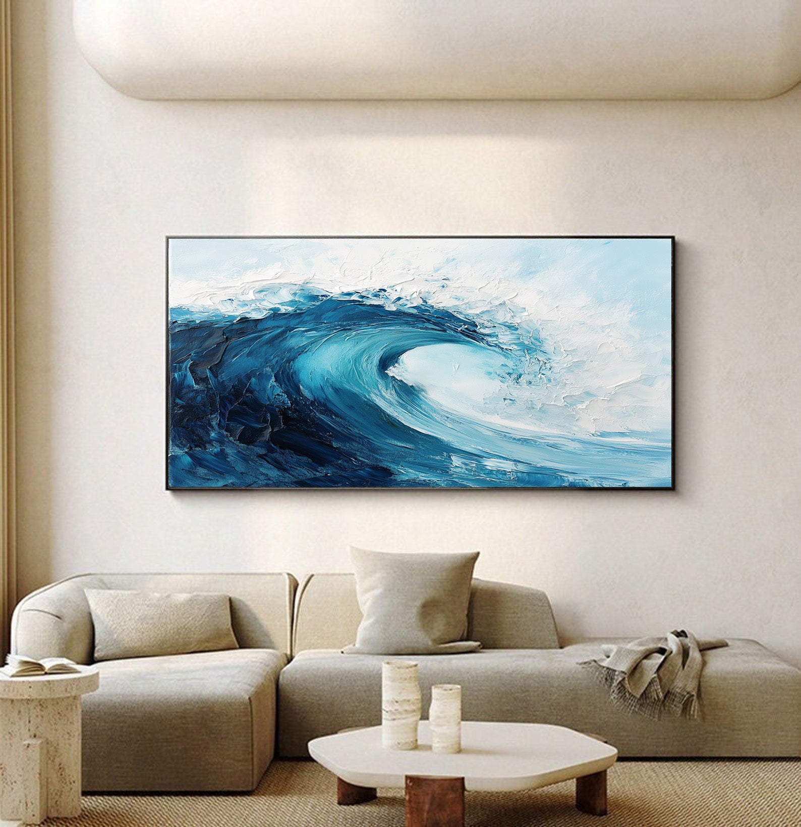 Deep Blue Impact: Bold Textured Wave, Powerful Ocean Art #BGA 149