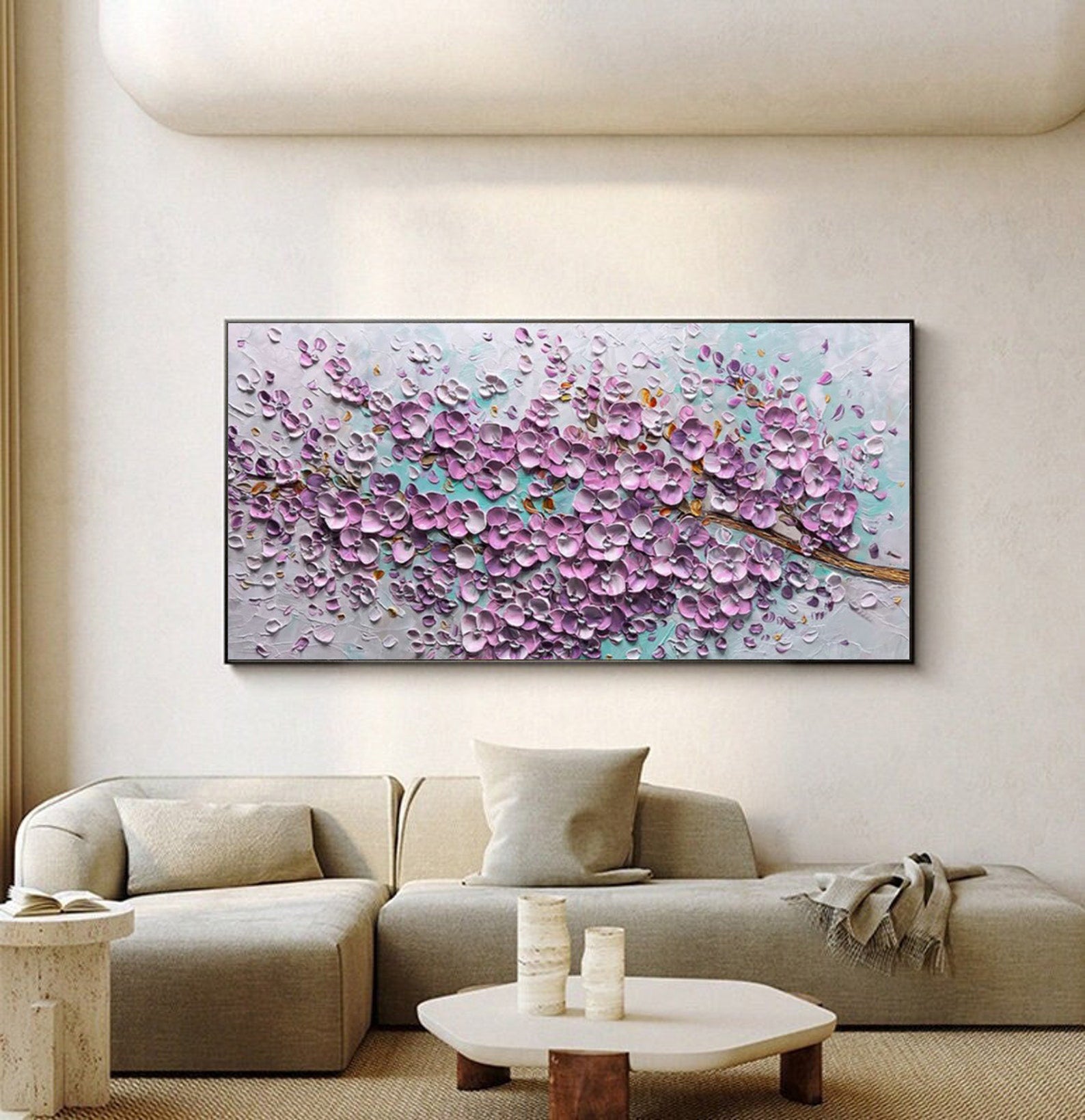 Sakura Dream: Impasto Blossom Relief, Tactile Floral Painting #BGA 152