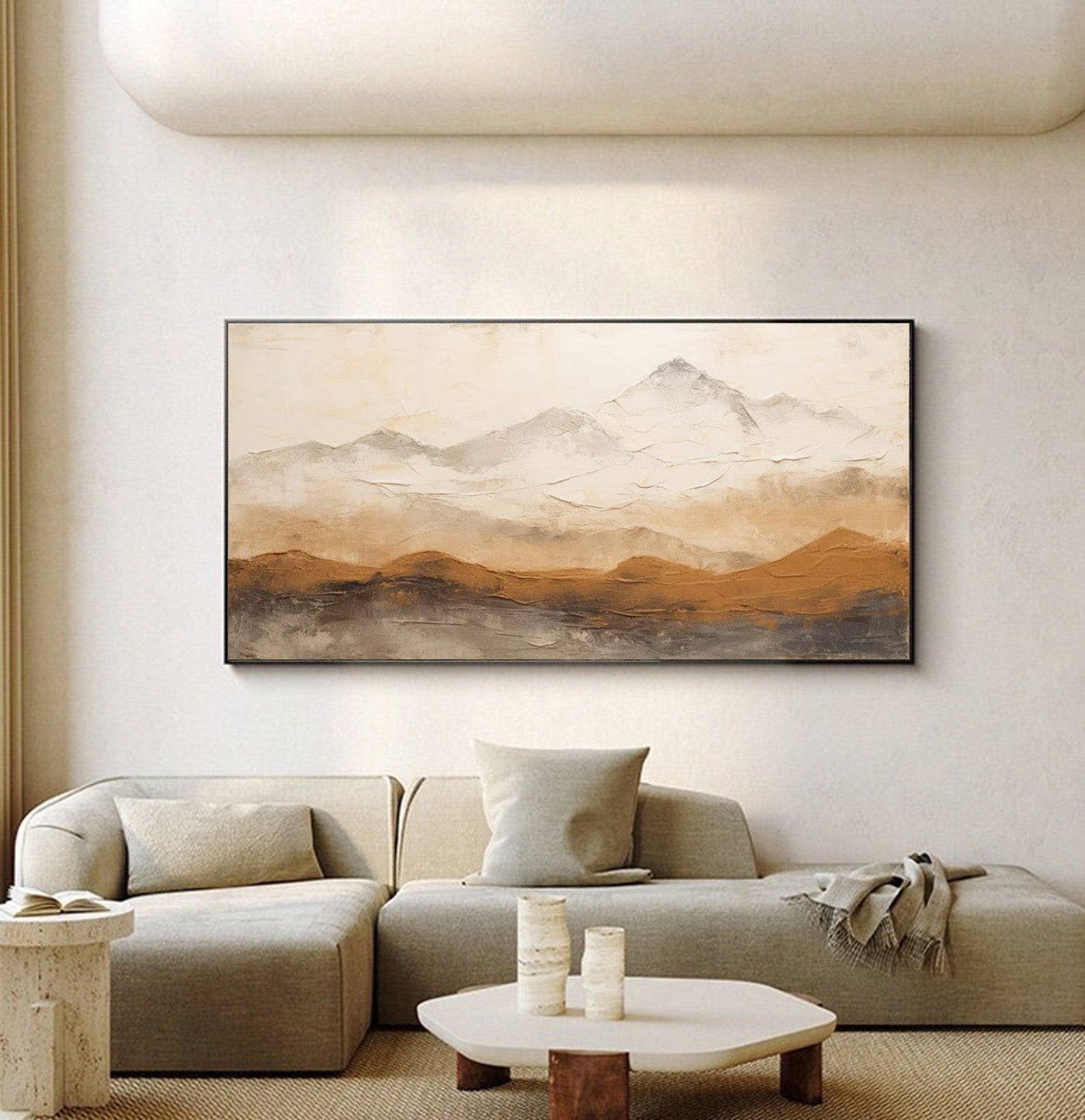 Earthy Peaks: Contemporary Textured Mountain Wall Art #BGA 153