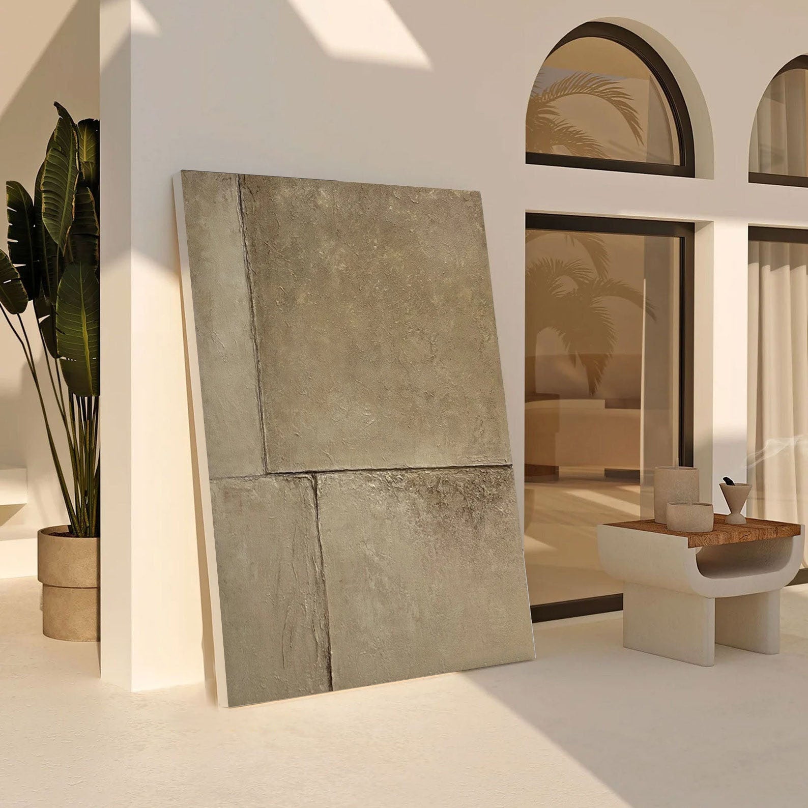 Minimalist Stone Texture Canvas, Earthy Abstract Art #BGA 127