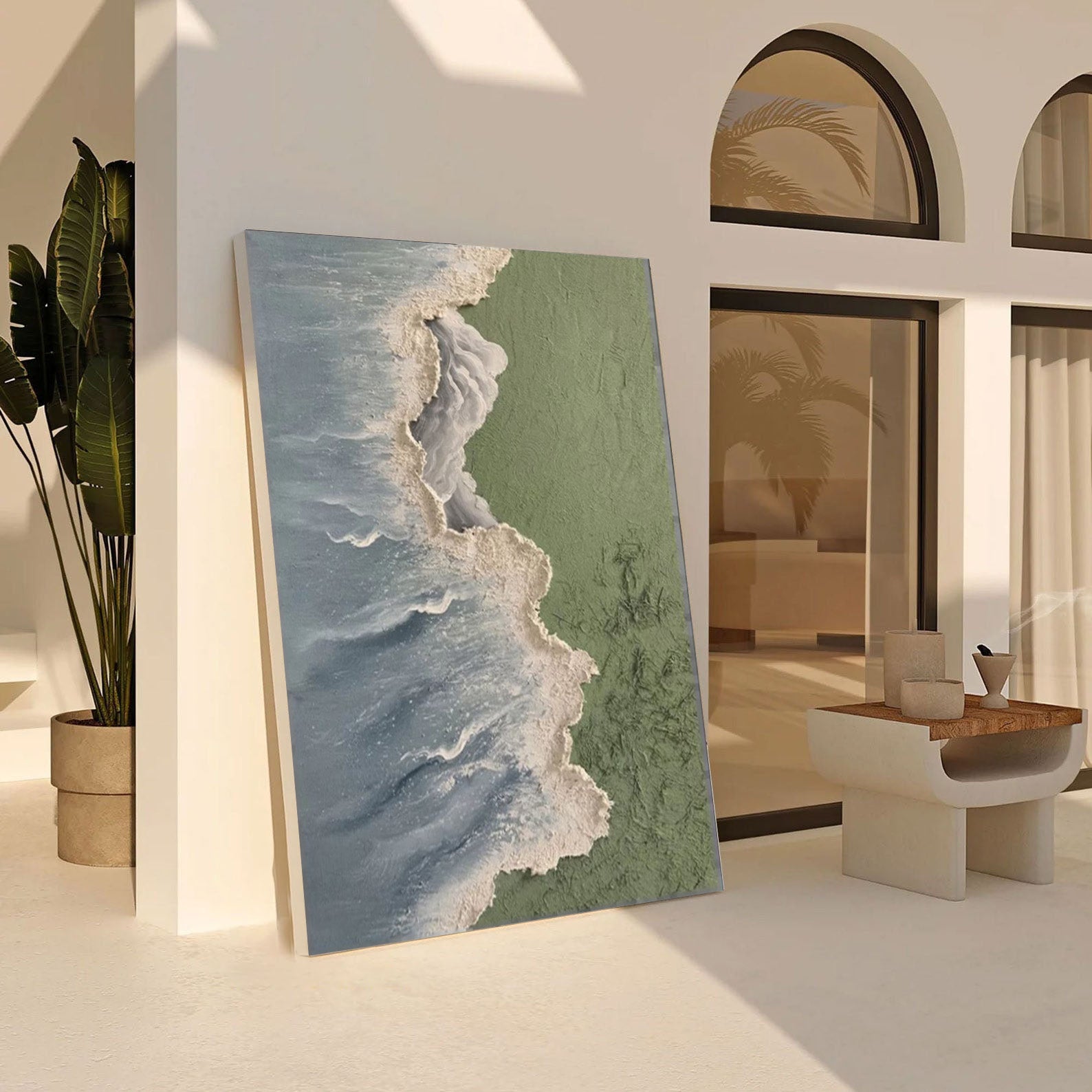 Modern 3D Texture Wall Painting, Calming Coastal View #BGA 163