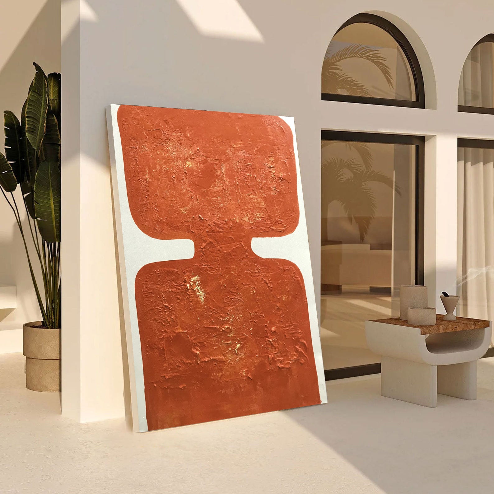 Warm Orange Painting, Architectural Abstract Wall Art #BGA 120