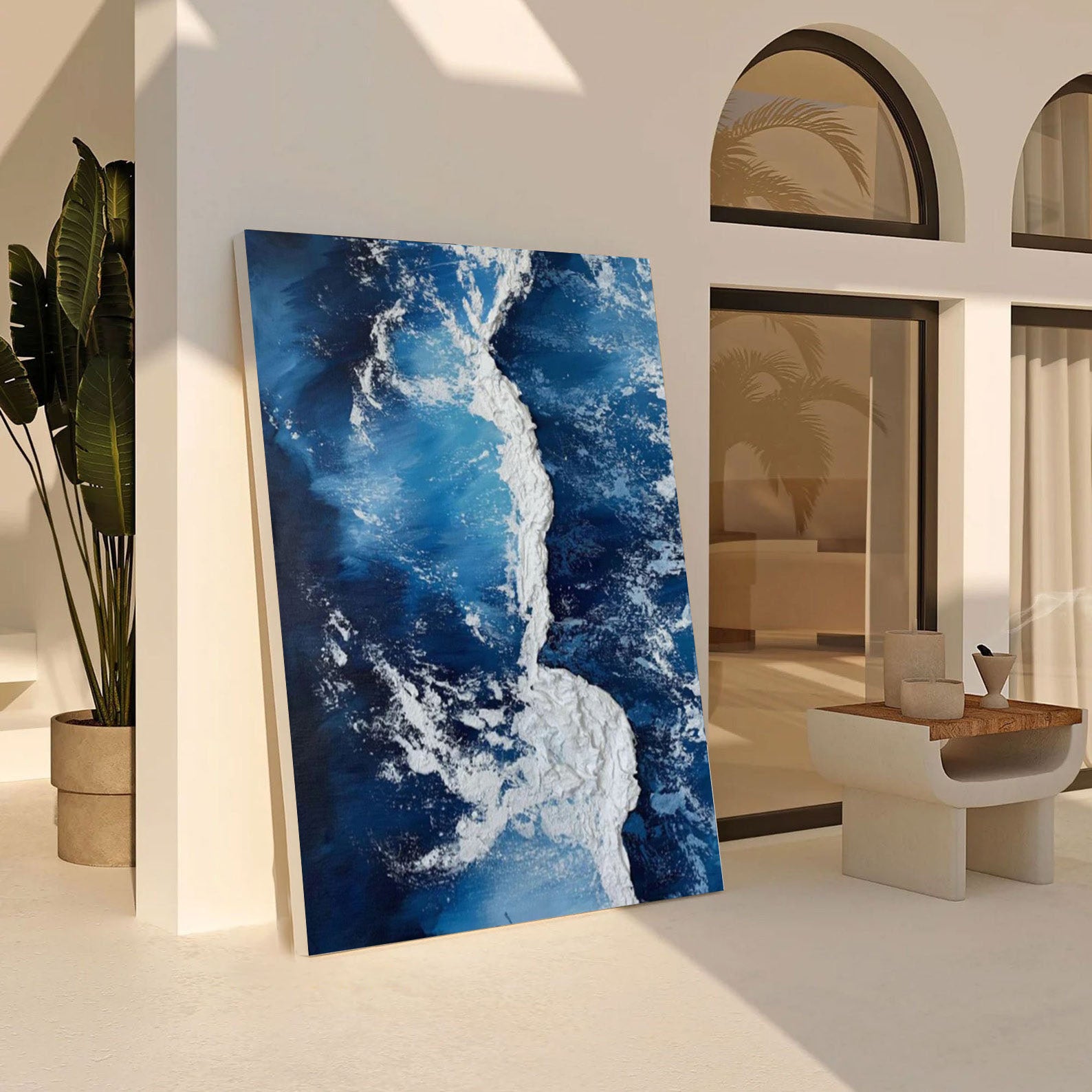 Contemporary Overhead Ocean Painting, Tactile Wave Energy #BGA 177