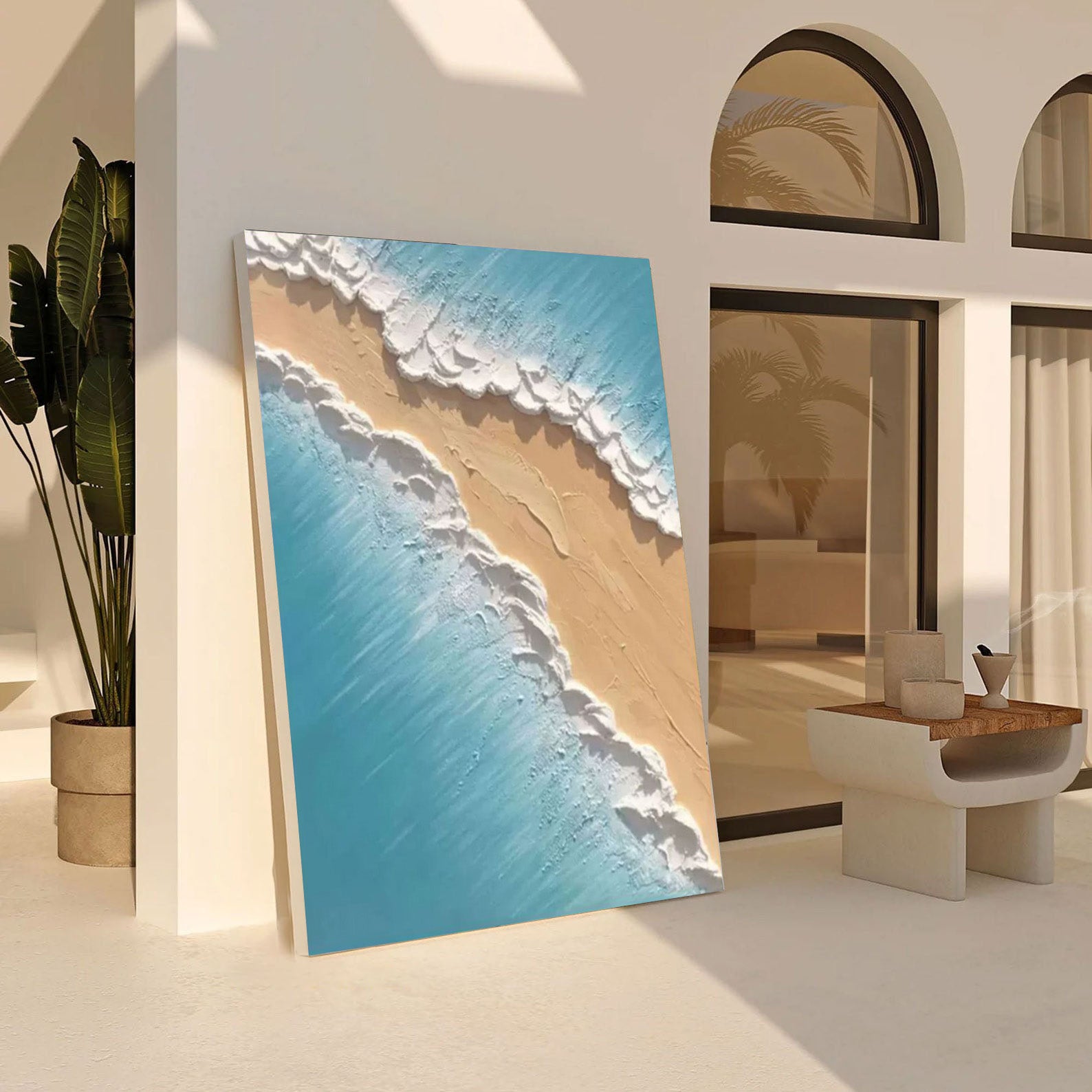 Minimalist Aerial Beachscape Wall Art, Textured Coastal View #BGA 165