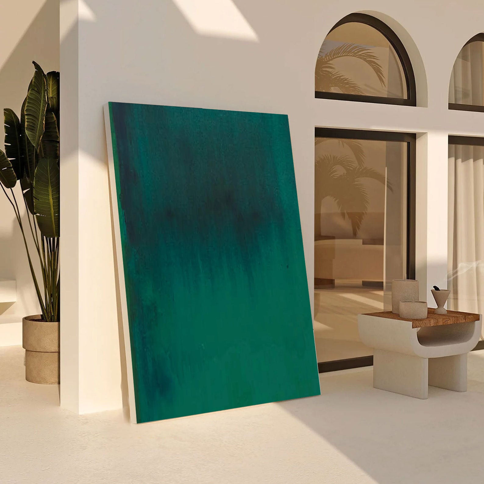 Aurora Green Abstract Painting, Textured Minimalist Art #BGA 116