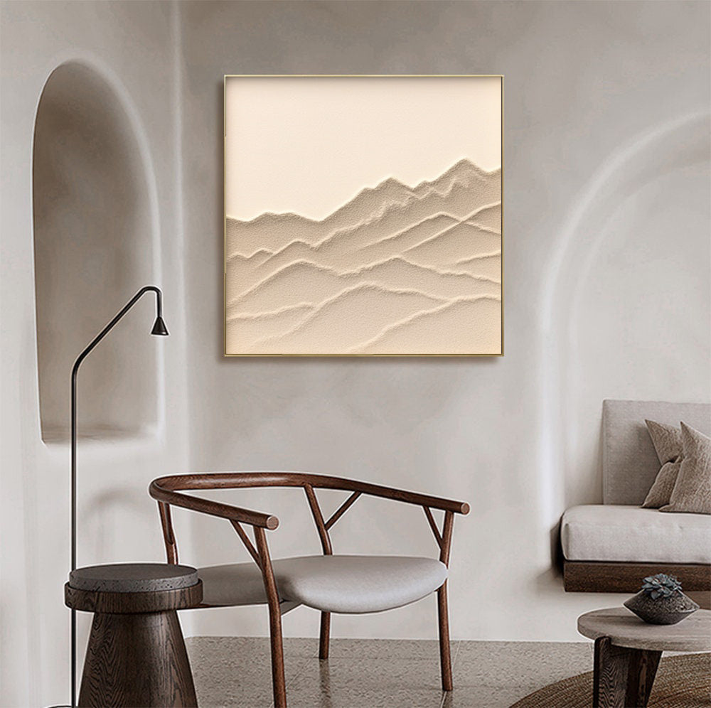 Textured Monochromatic Mountain Art, Serene Natural Design #BGA 167