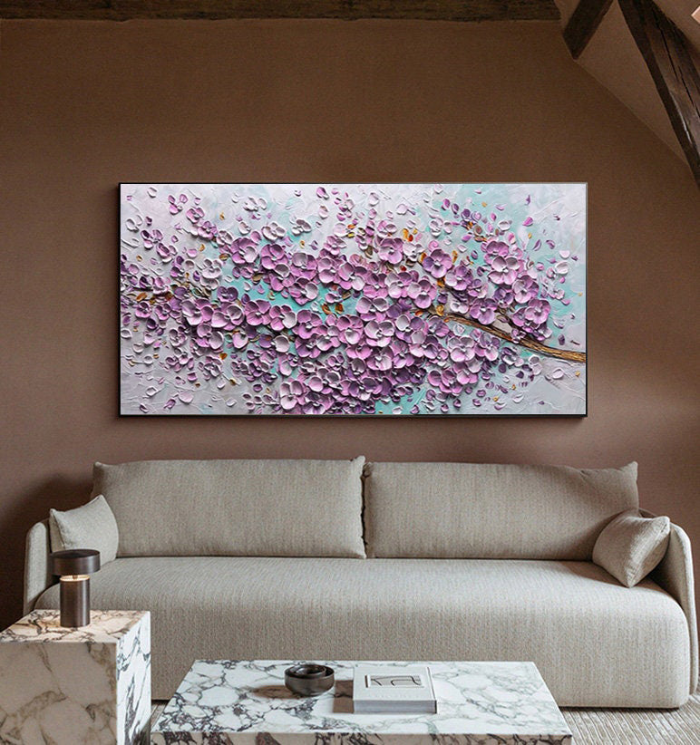 Sakura Dream: Impasto Blossom Relief, Tactile Floral Painting #BGA 152