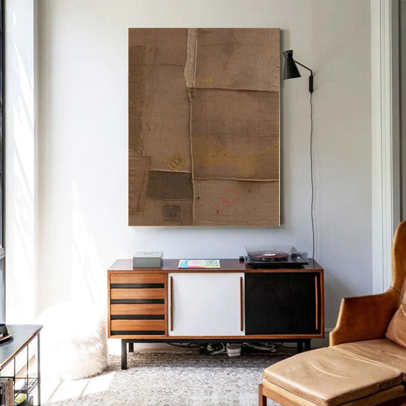 Beige & Brown Abstract Painting #LL 021