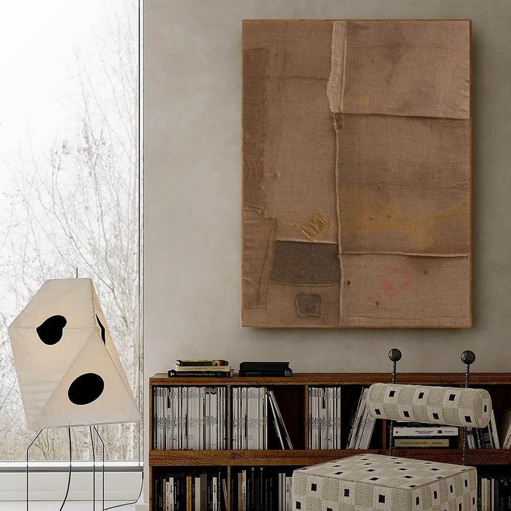 Beige & Brown Abstract Painting #LL 021