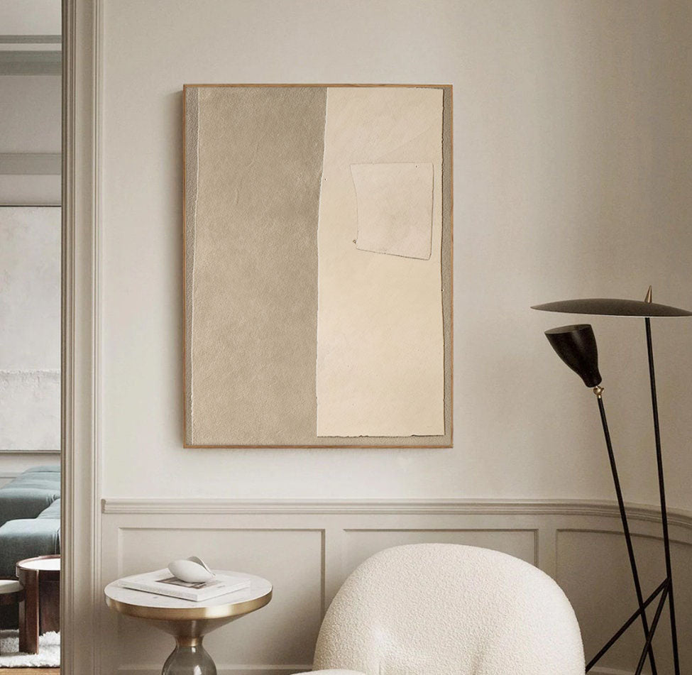 Beige & Brown Abstract Painting #LL 037