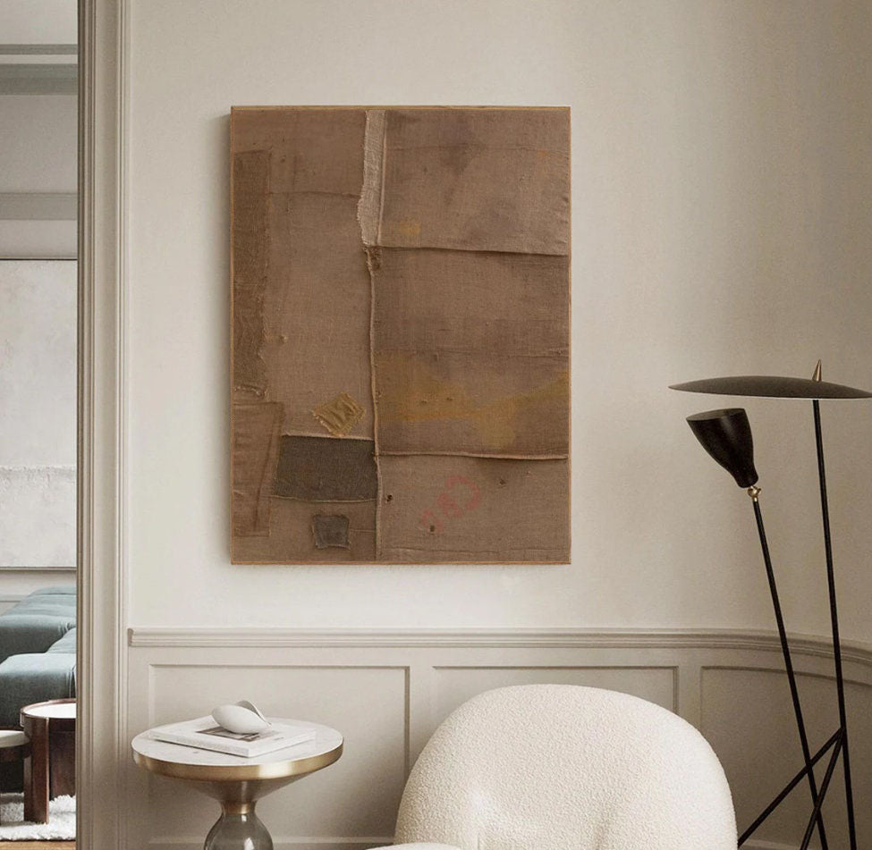 Beige & Brown Abstract Painting #LL 021