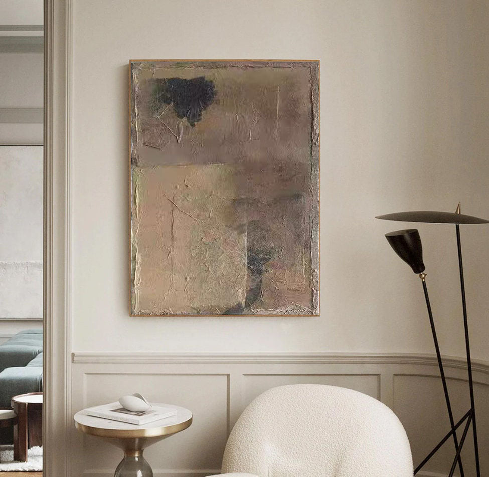 Beige & Brown Abstract Painting #LL 015