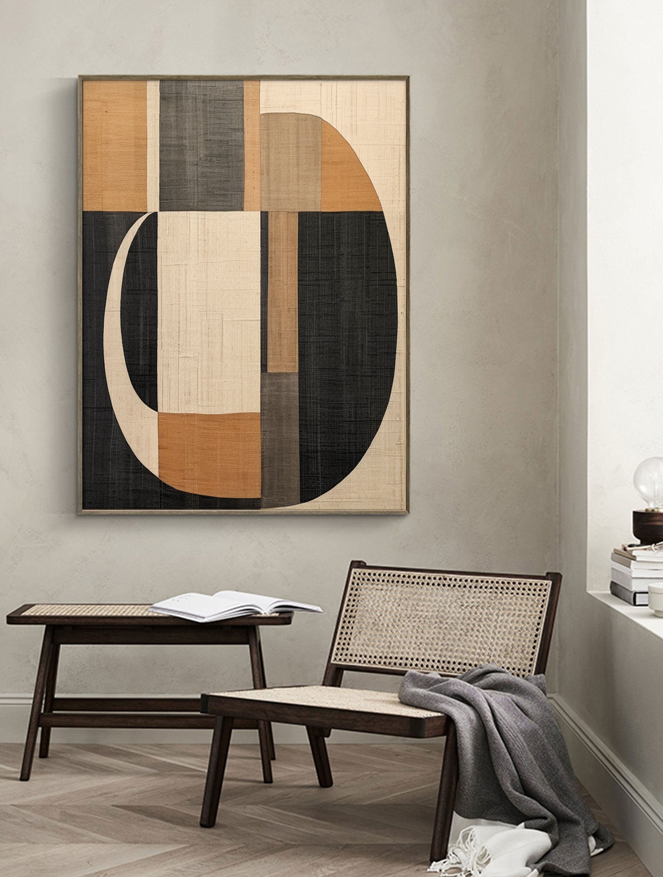 Beige & Brown Abstract Painting #LL 006
