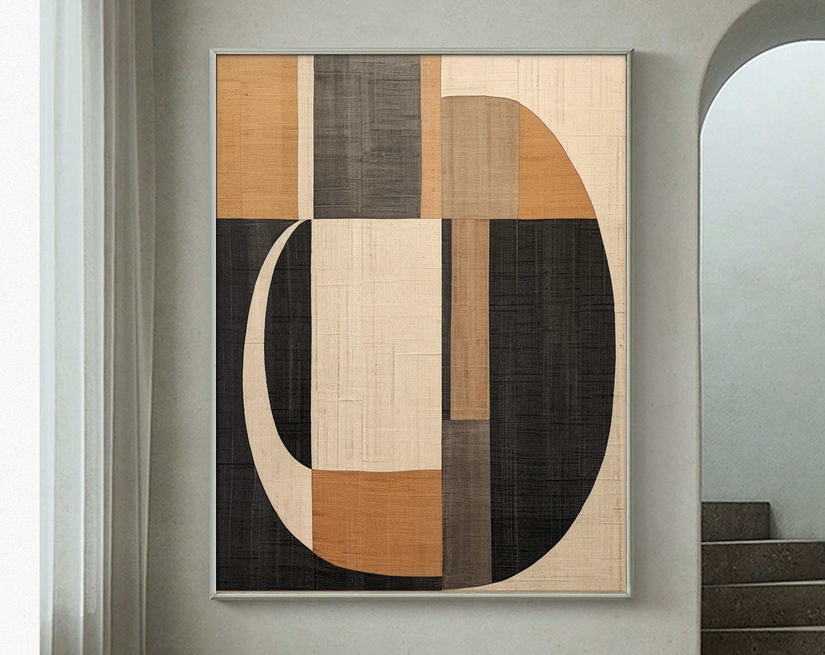 Beige & Brown Abstract Painting #LL 006