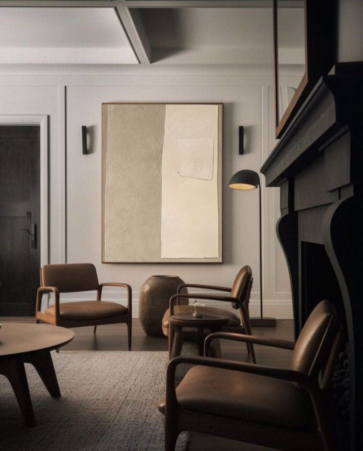 Beige & Brown Abstract Painting #LL 037