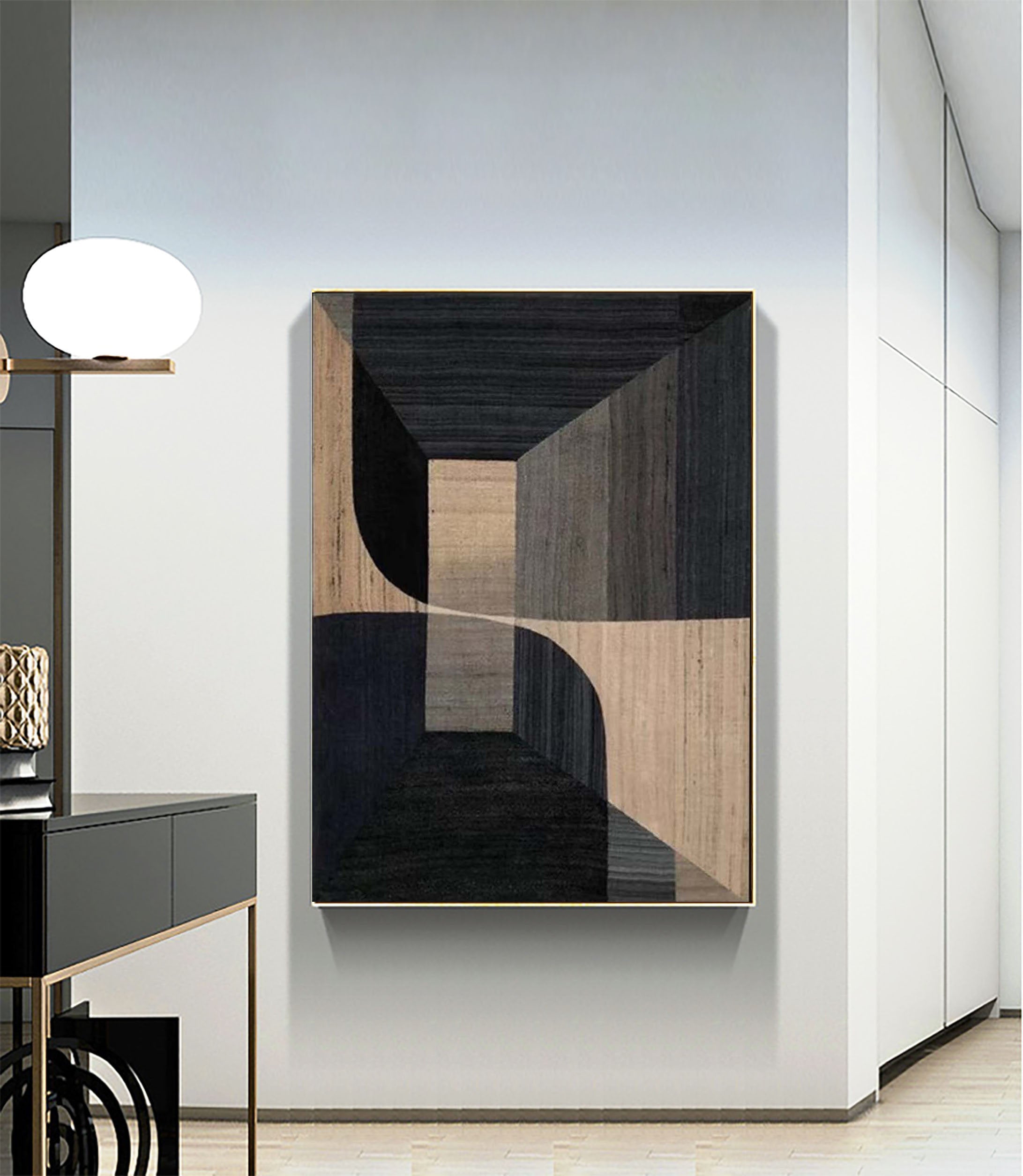 Beige & Brown Abstract Painting #LL 013