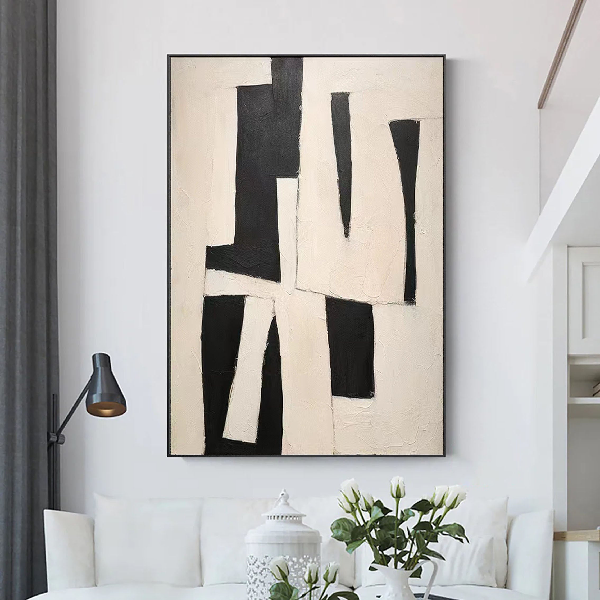Black & White Abstract Painting #LL 001