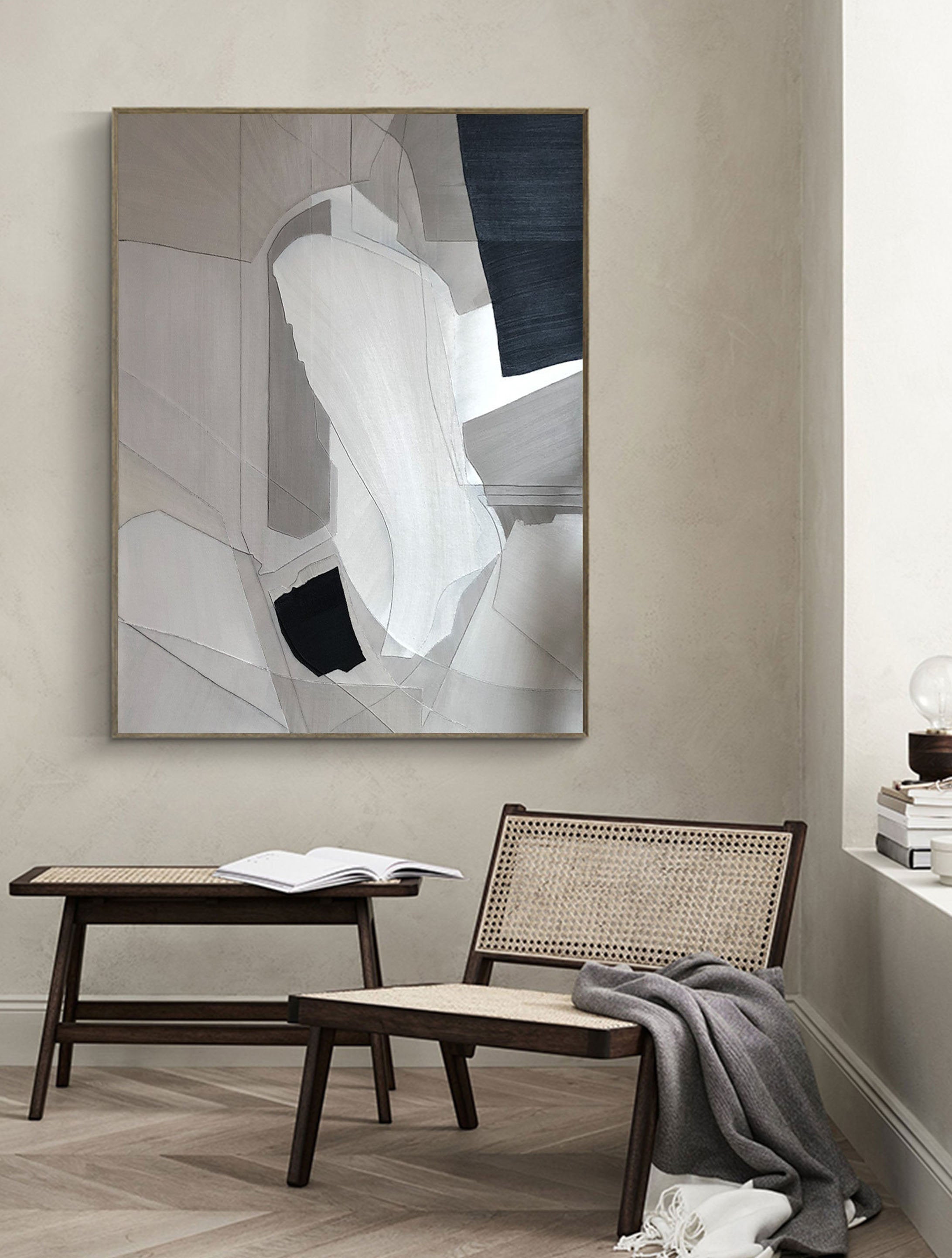 Beige & Brown Abstract Painting #LL 009