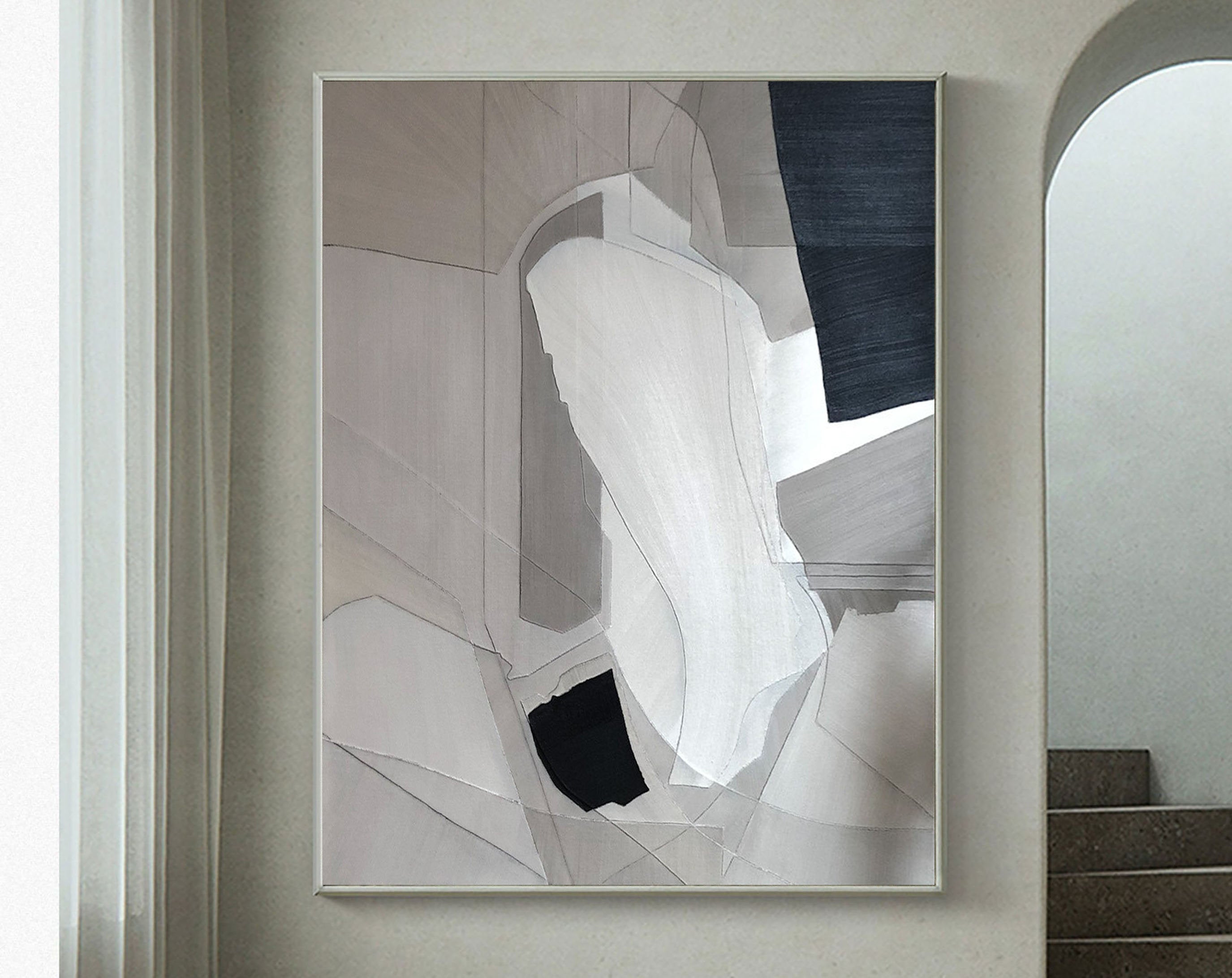 Beige & Brown Abstract Painting #LL 009