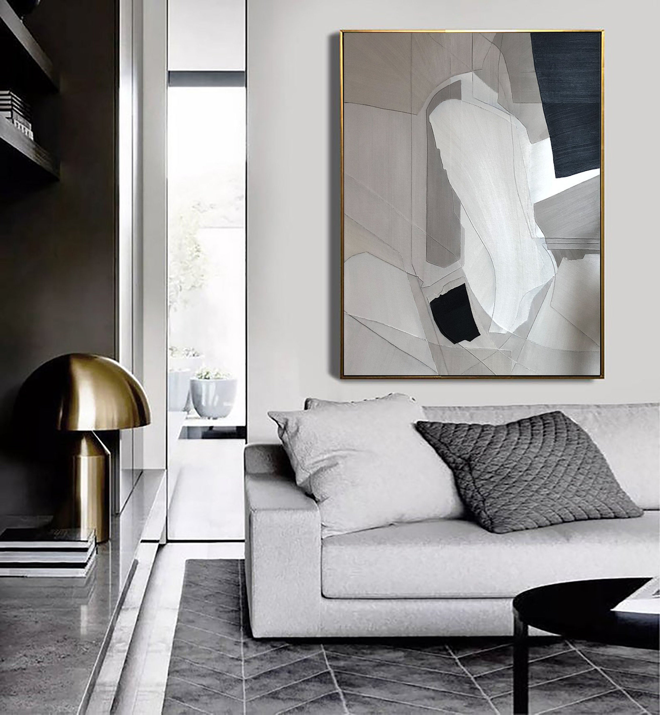 Beige & Brown Abstract Painting #LL 009