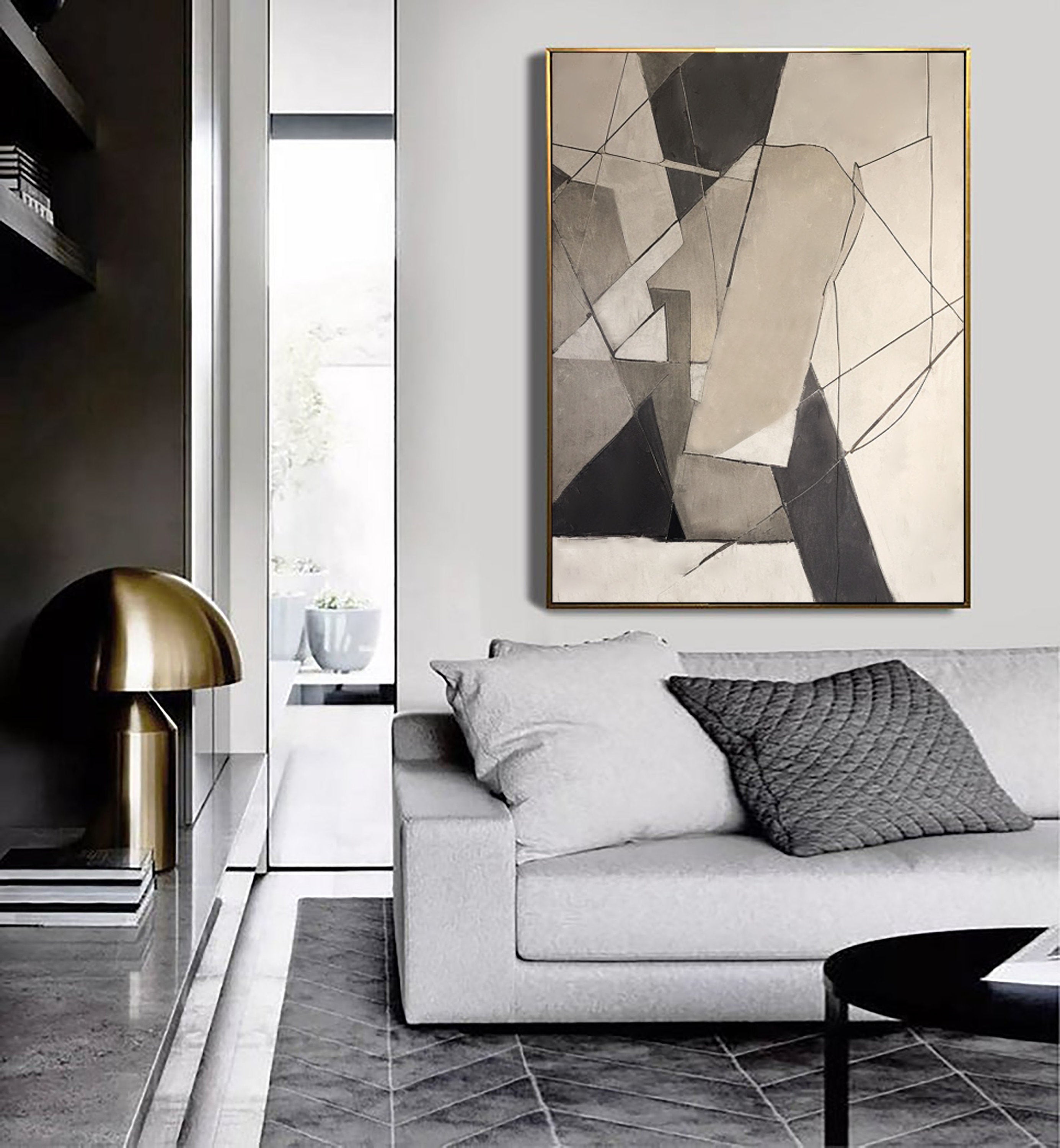 Beige & Brown Abstract Painting #LL 026