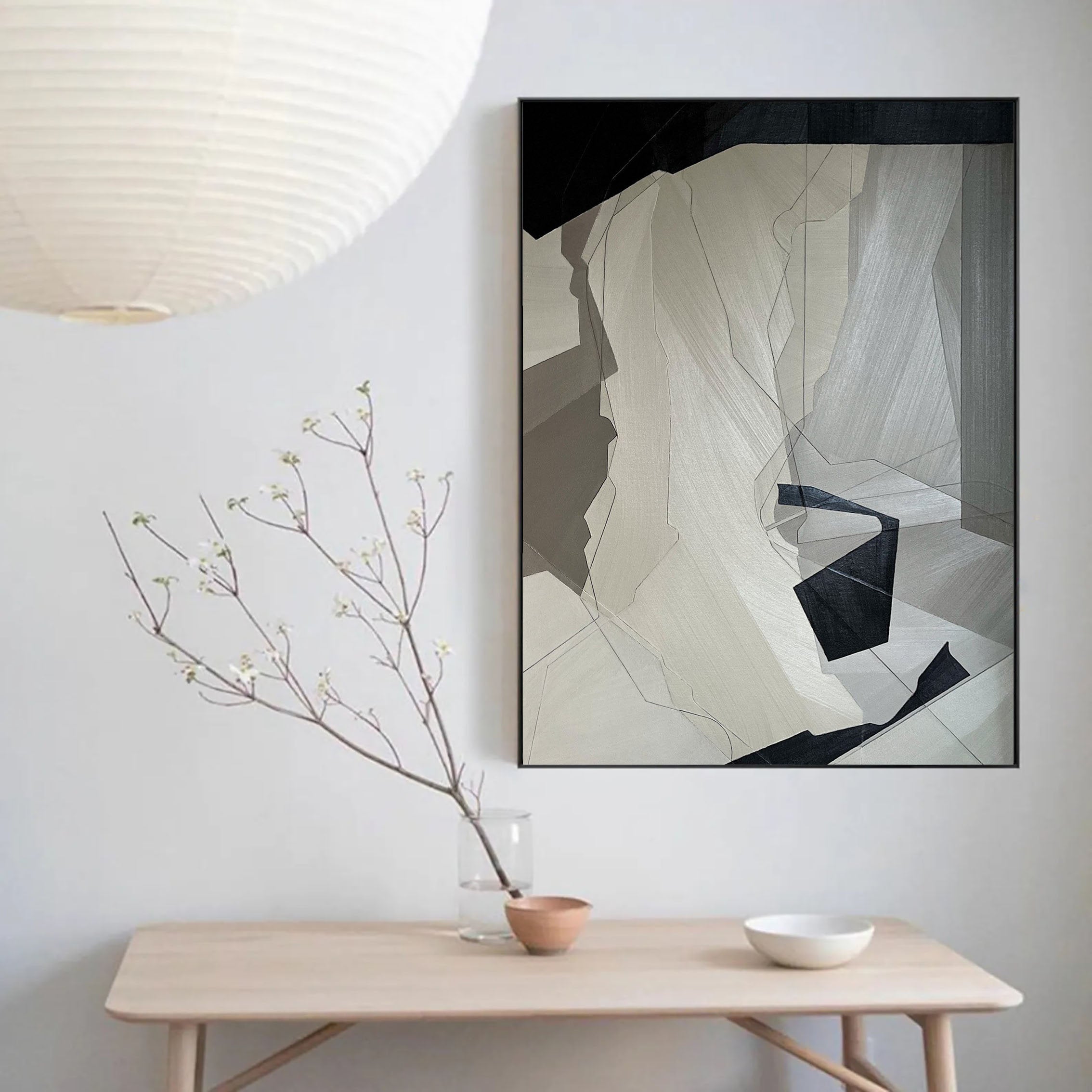 Beige & Brown Abstract Painting #LL 010