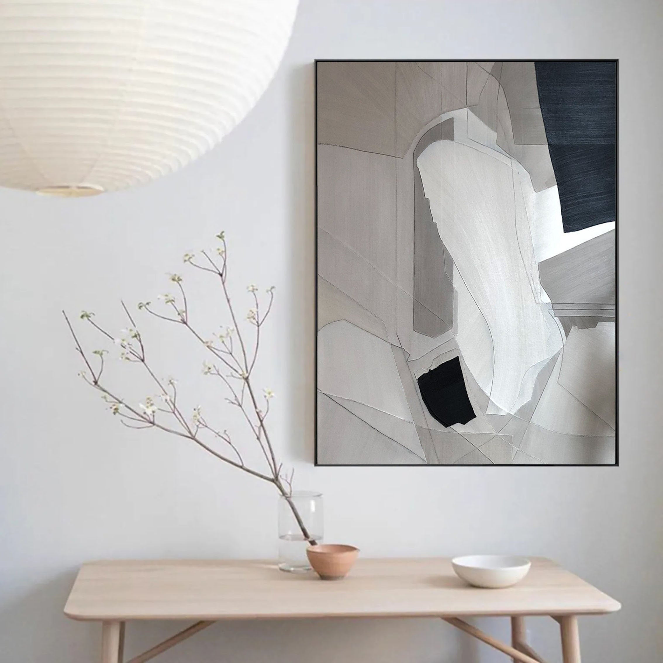 Beige & Brown Abstract Painting #LL 009