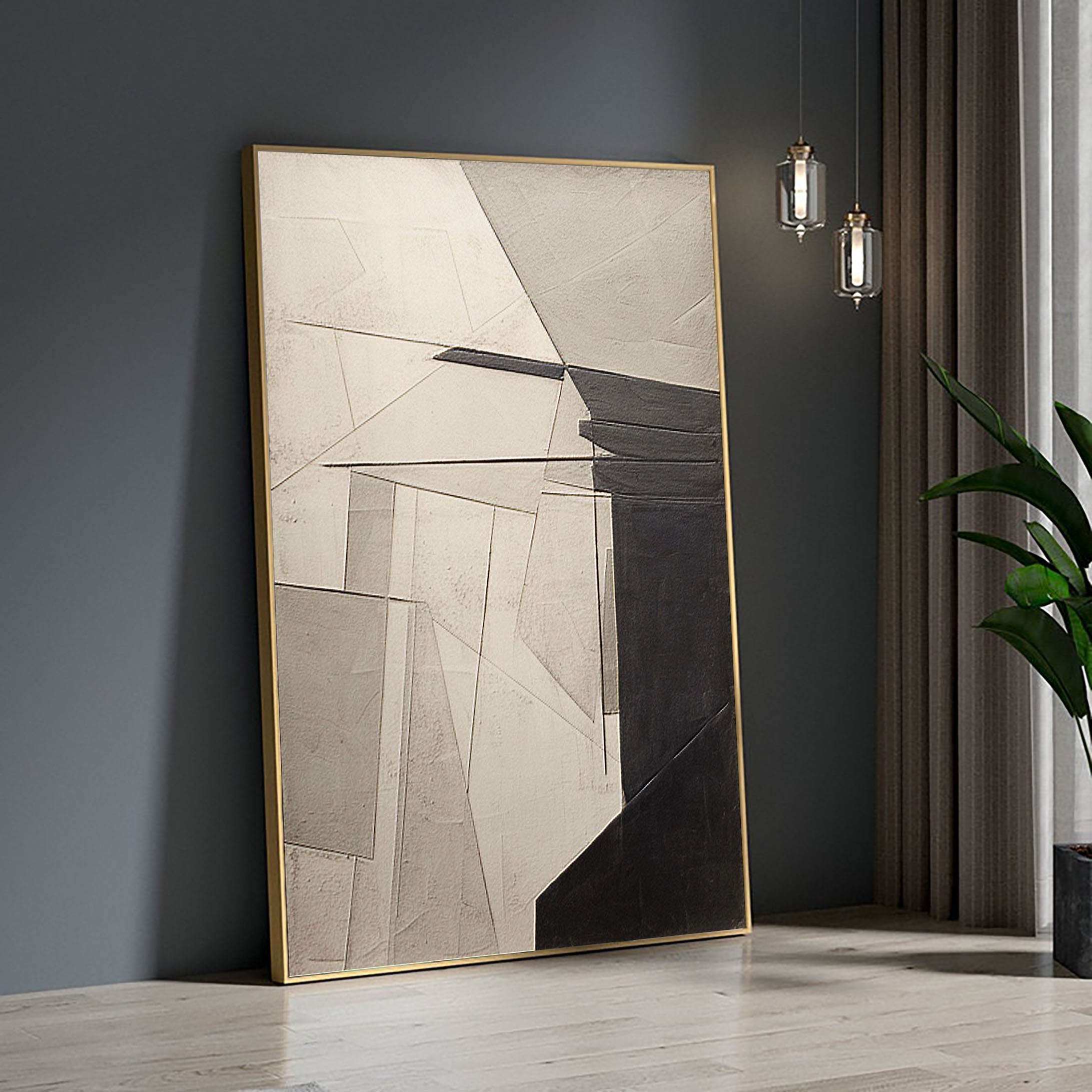 Beige & Brown Abstract Painting #LL 027