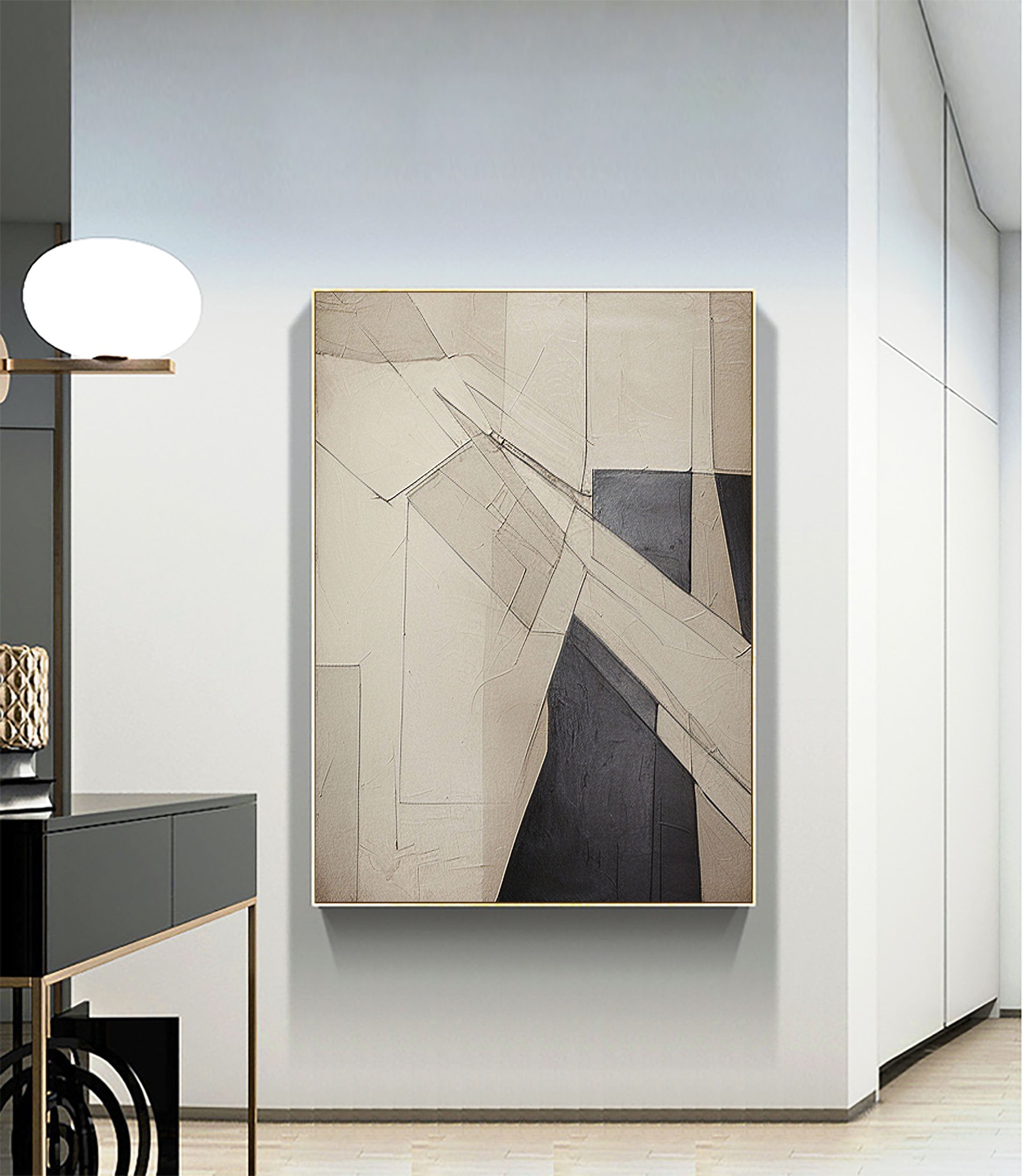 Beige & Brown Abstract Painting #LL 025